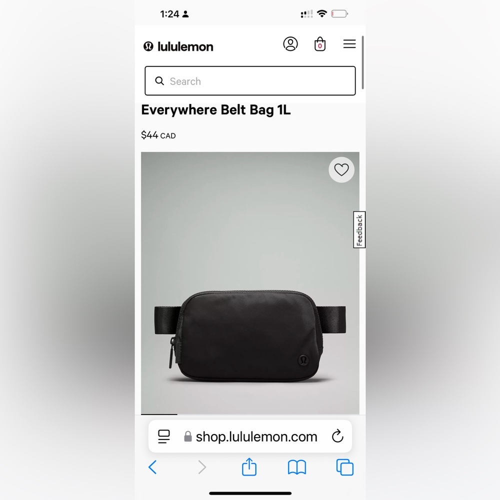 Lululemon 1L black Fanny pack